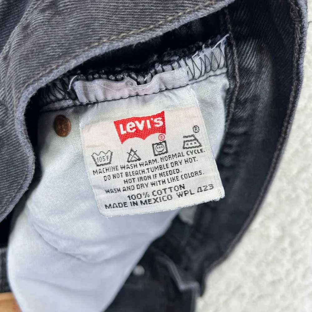VINTAGE 90 Levis 501 Jeans 38x32 Black Straight Leg Button Fly 36x30 Act. Mexico